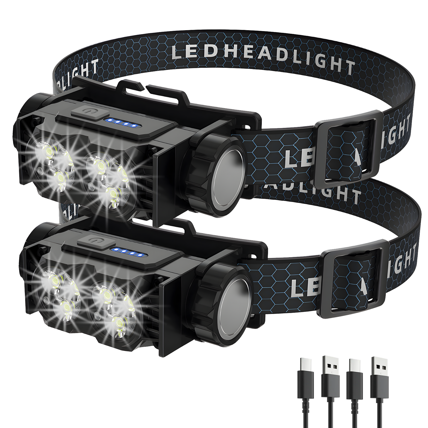 2-Pack LED Headlamp Rechargeable – Super Bright Magnetic Headlight