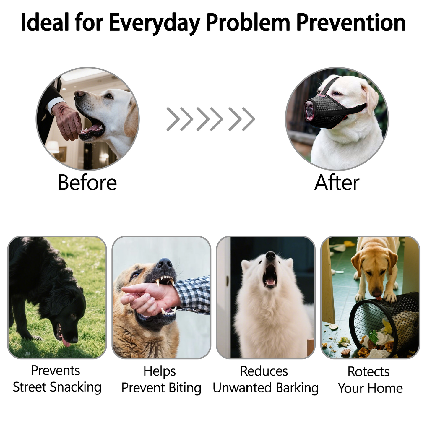 Basket Muzzle for Dogs, Prevents Biting Chewing Barking