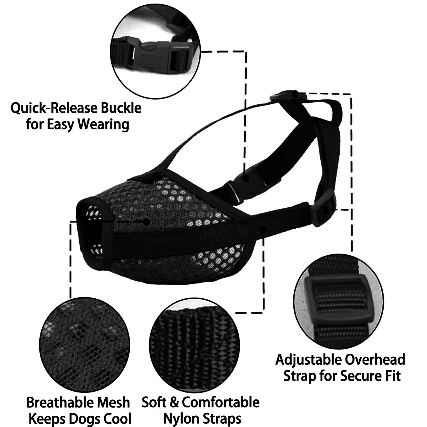 Basket Muzzle for Dogs, Prevents Biting Chewing Barking