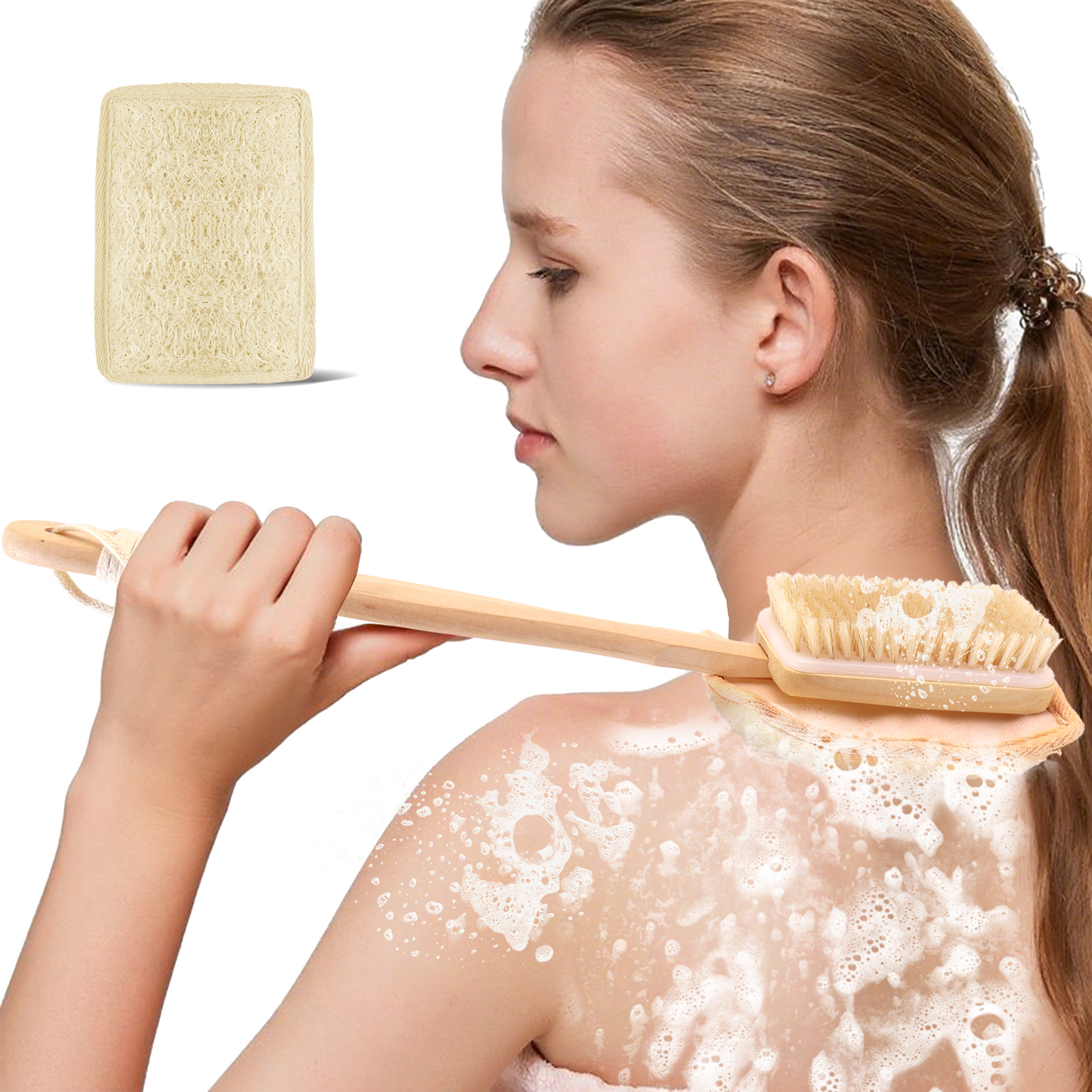 2-in-1 Shower Brush with Loofah Refill Pads