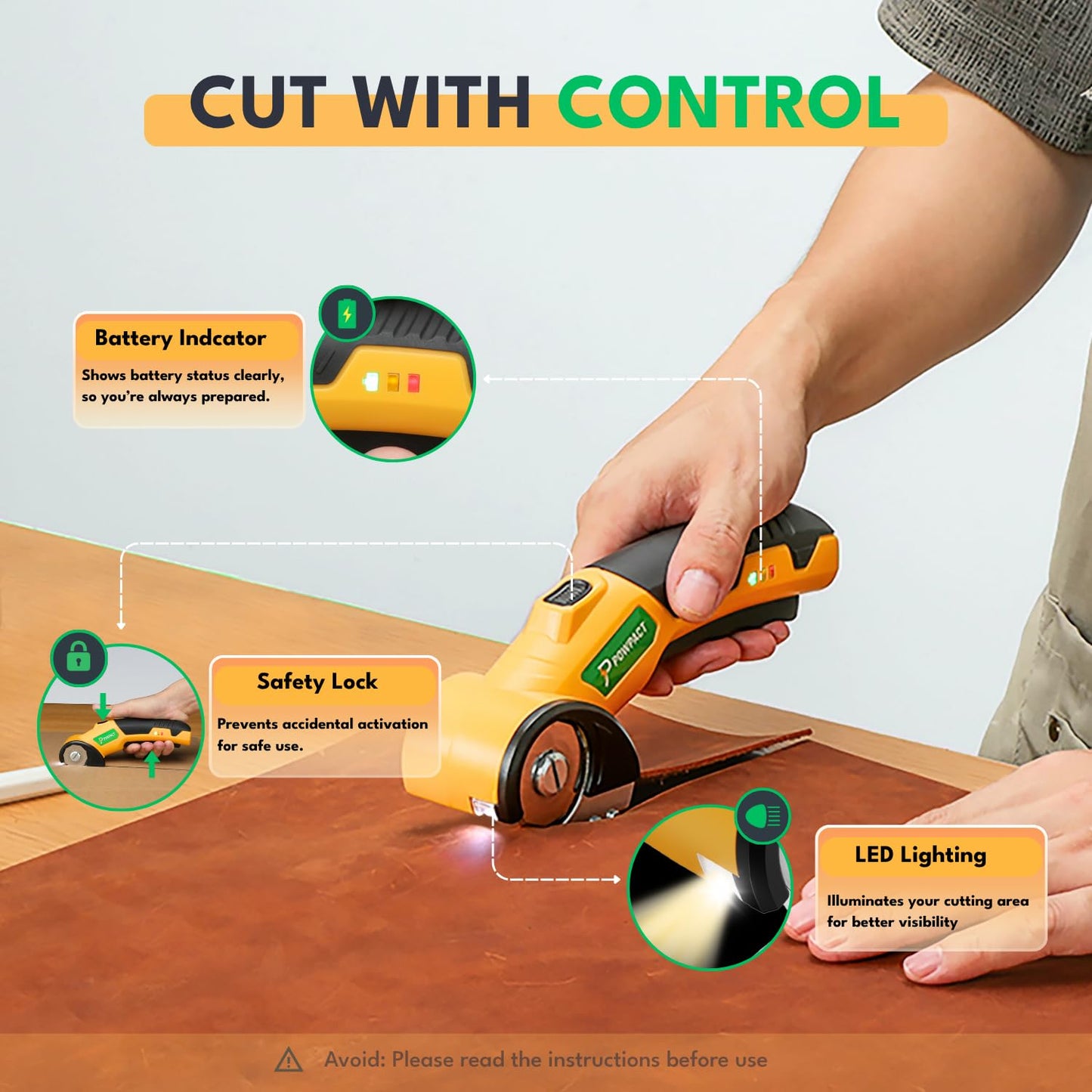 Electric Rotary Cutter – Cuts Thick Cloth, Leather, Paperboard & Plastic with Precision